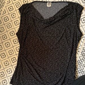 Anne Klein Black Polka Dot Cowl Neck
